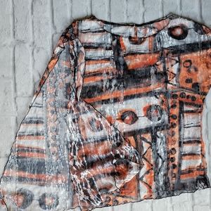 Cartise orange black white lace top size medium